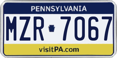 PA license plate MZR7067