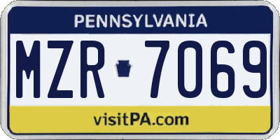 PA license plate MZR7069