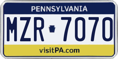 PA license plate MZR7070