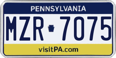 PA license plate MZR7075