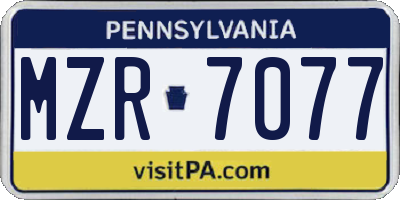 PA license plate MZR7077