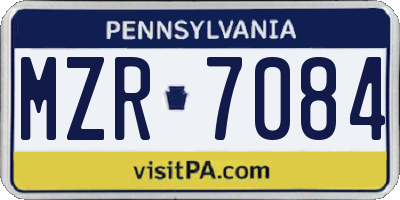 PA license plate MZR7084