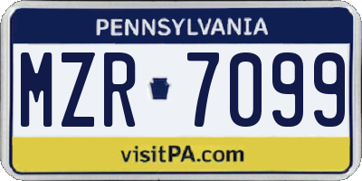 PA license plate MZR7099