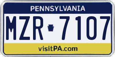 PA license plate MZR7107