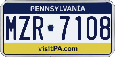 PA license plate MZR7108