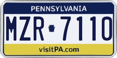 PA license plate MZR7110