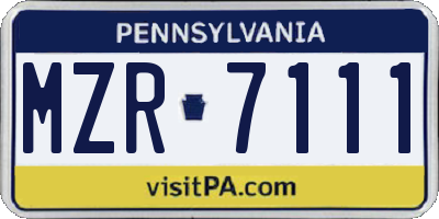 PA license plate MZR7111