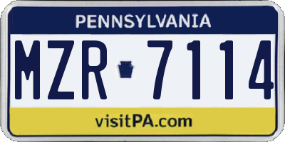 PA license plate MZR7114