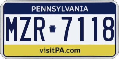 PA license plate MZR7118