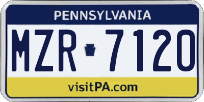 PA license plate MZR7120