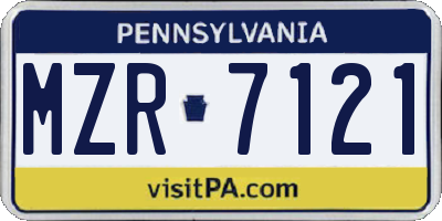 PA license plate MZR7121