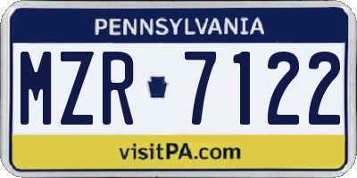 PA license plate MZR7122