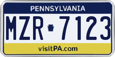 PA license plate MZR7123