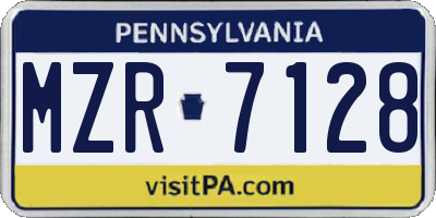 PA license plate MZR7128