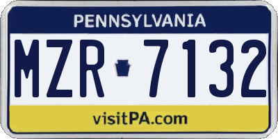 PA license plate MZR7132