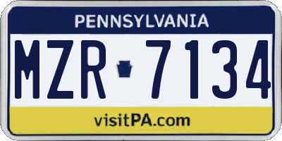 PA license plate MZR7134