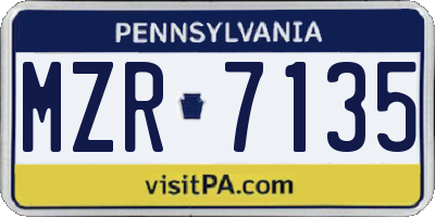 PA license plate MZR7135