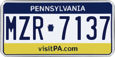 PA license plate MZR7137