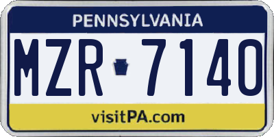 PA license plate MZR7140