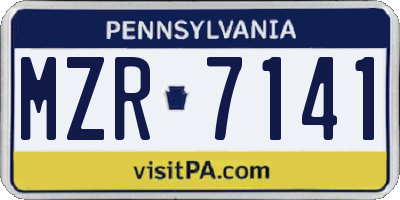 PA license plate MZR7141