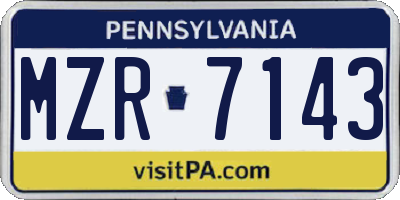 PA license plate MZR7143