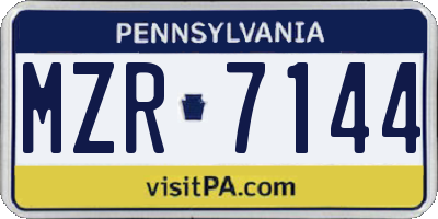 PA license plate MZR7144