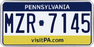 PA license plate MZR7145