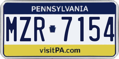 PA license plate MZR7154