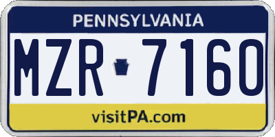 PA license plate MZR7160