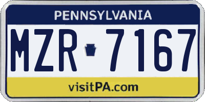 PA license plate MZR7167