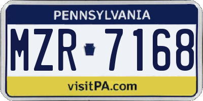 PA license plate MZR7168