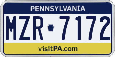 PA license plate MZR7172