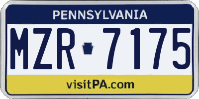 PA license plate MZR7175