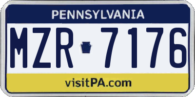 PA license plate MZR7176