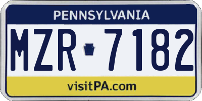 PA license plate MZR7182