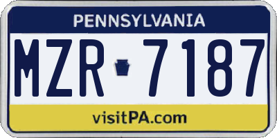 PA license plate MZR7187
