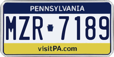 PA license plate MZR7189