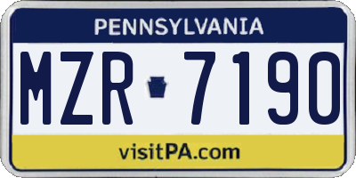 PA license plate MZR7190