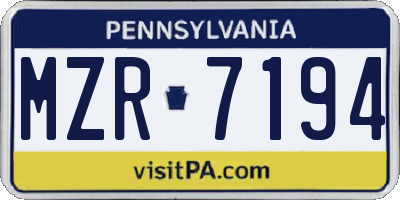 PA license plate MZR7194
