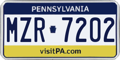 PA license plate MZR7202
