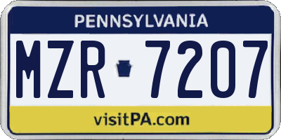 PA license plate MZR7207