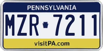 PA license plate MZR7211