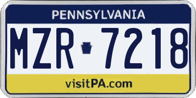 PA license plate MZR7218