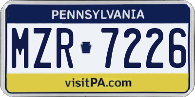 PA license plate MZR7226