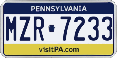 PA license plate MZR7233