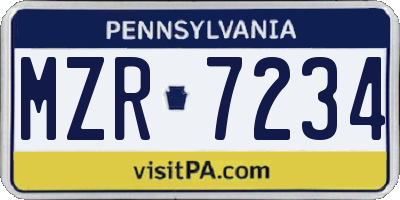 PA license plate MZR7234