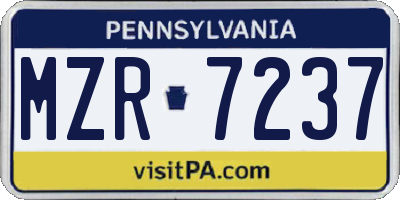 PA license plate MZR7237