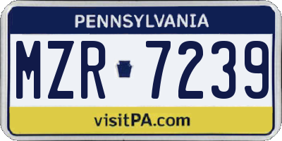PA license plate MZR7239