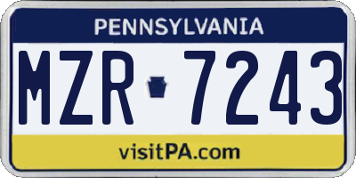 PA license plate MZR7243