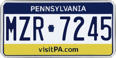 PA license plate MZR7245